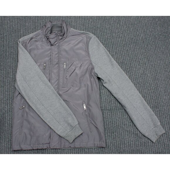 Zara Man Full Zip and Snaps Long Sleeve Sweater Large Gray Unique Front Design - Picture 3 of 7